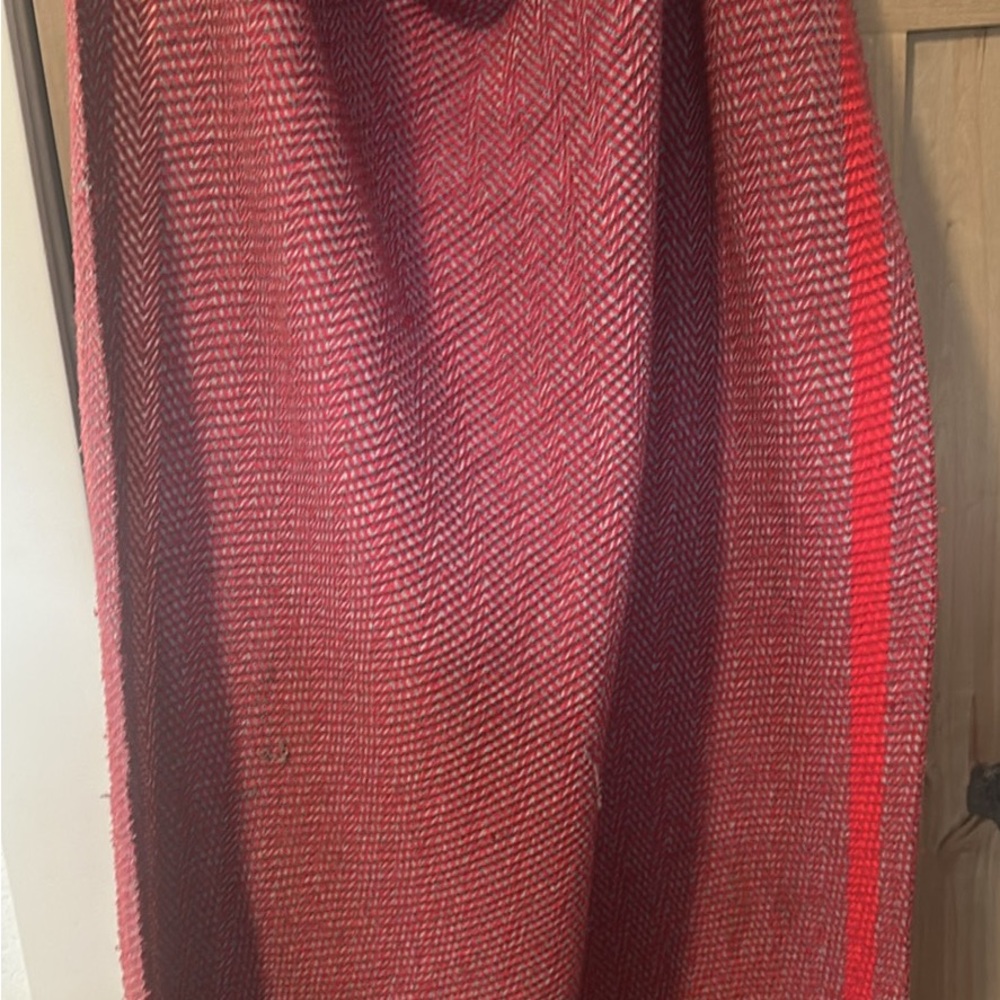 Chic Red Herringbone Shawl/ Scarf